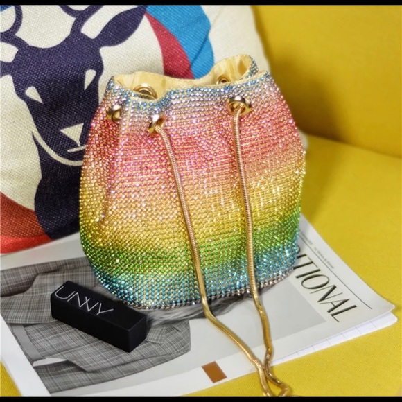 COPY - Rainbow 🌈 Rhinestone Crystal Bucket evening bag - Picture 4 of 6